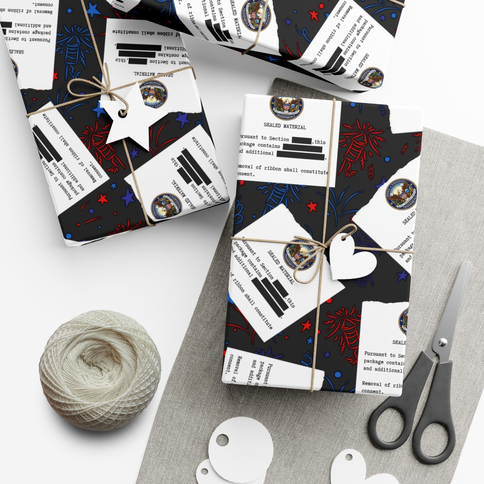 Classified Celebration Gift Wrap – Patriotic Parody Fireworks Wrapping Paper