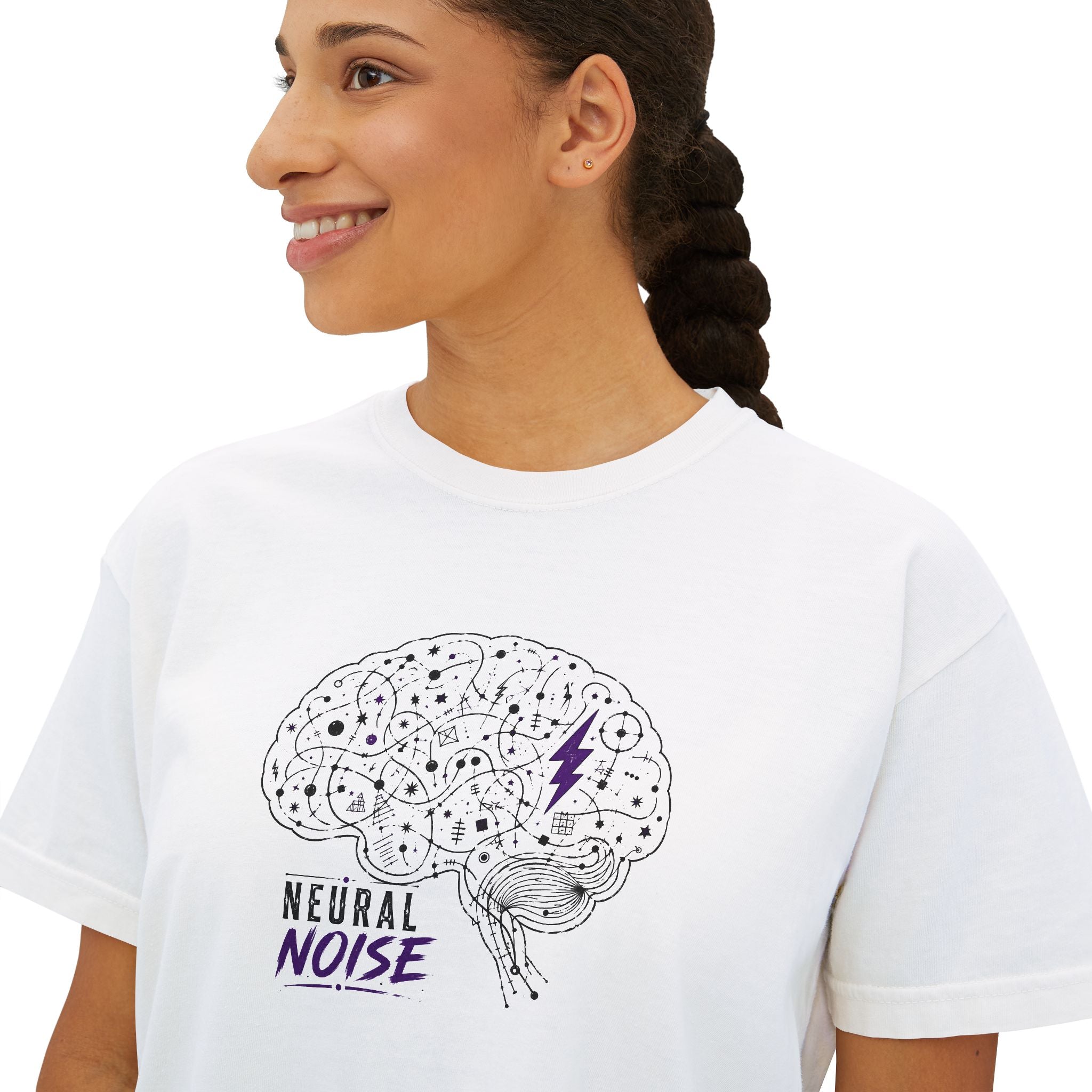 Neural Noise Boxy Crop T-Shirt | Abstract Brain Epilepsy Awareness Graphic Tee