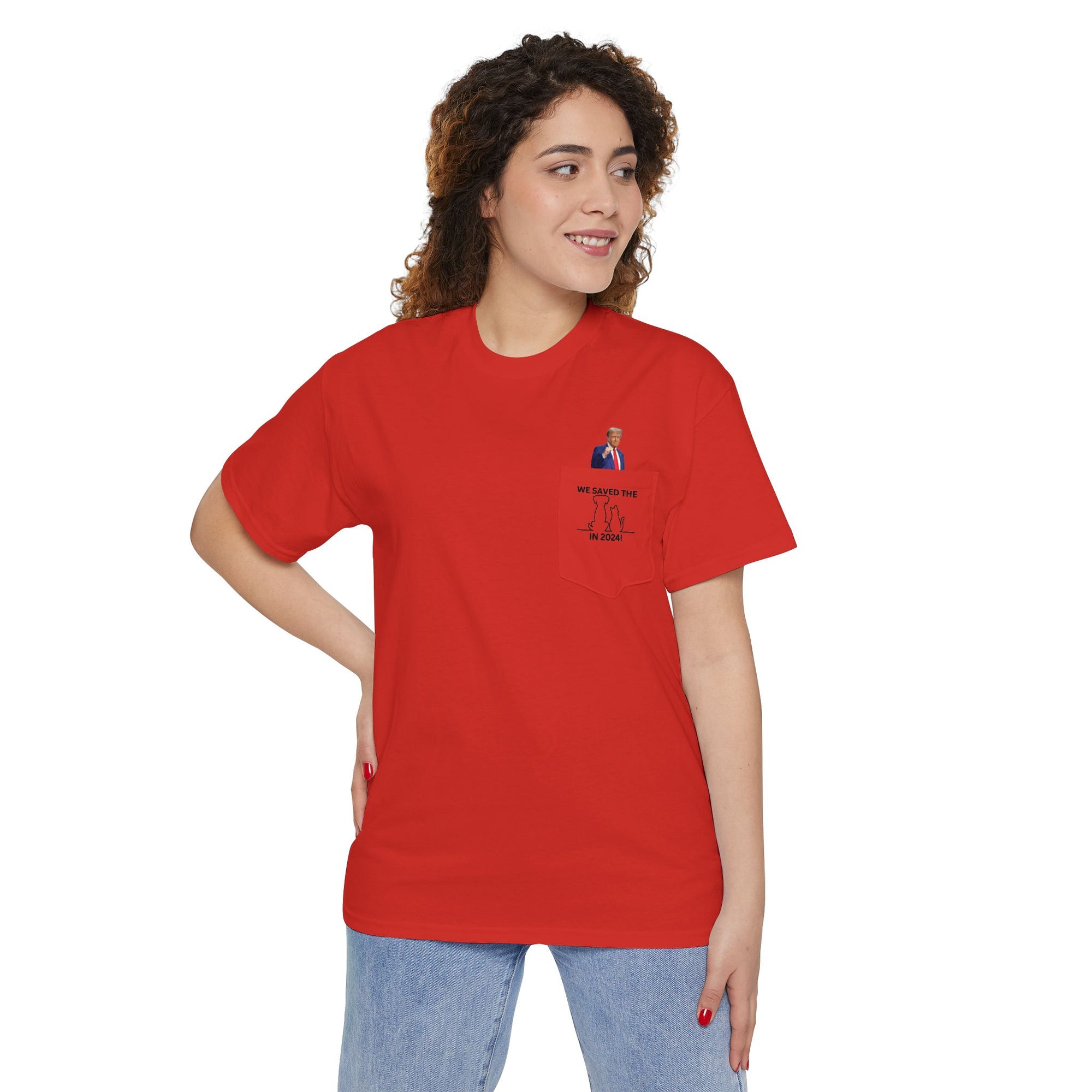 Trump - Saved the Cats & Dogs Unisex Heavy Cotton Pocket Tee