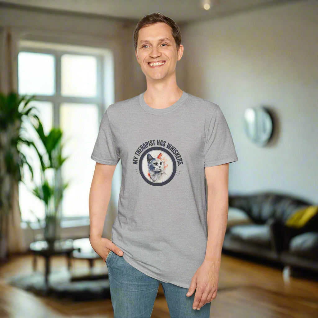 Whimsical Cat Therapy T-Shirt | Cute Pet Lover Tee