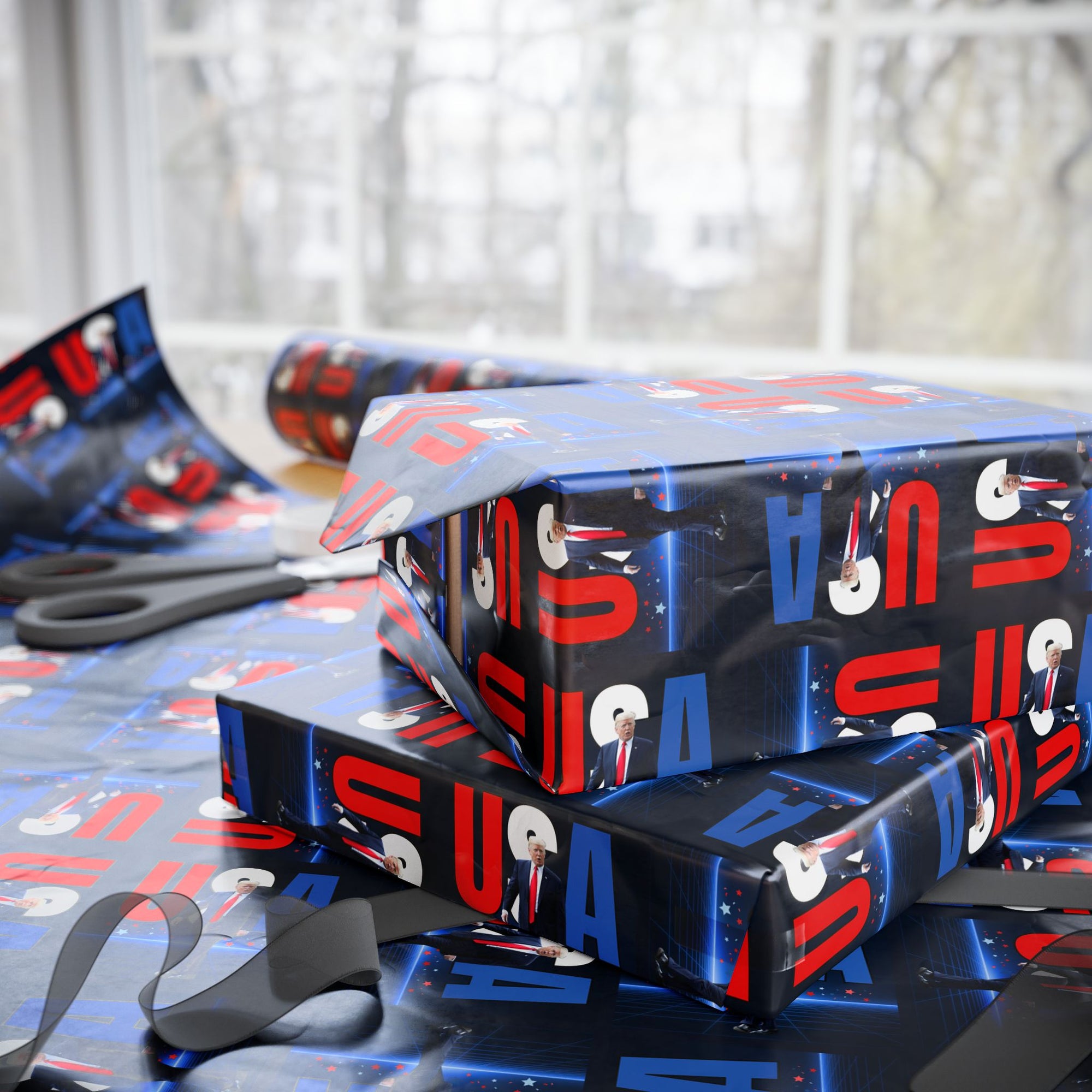 Patriotic USA Wrapping Paper for Celebrations and Holidays