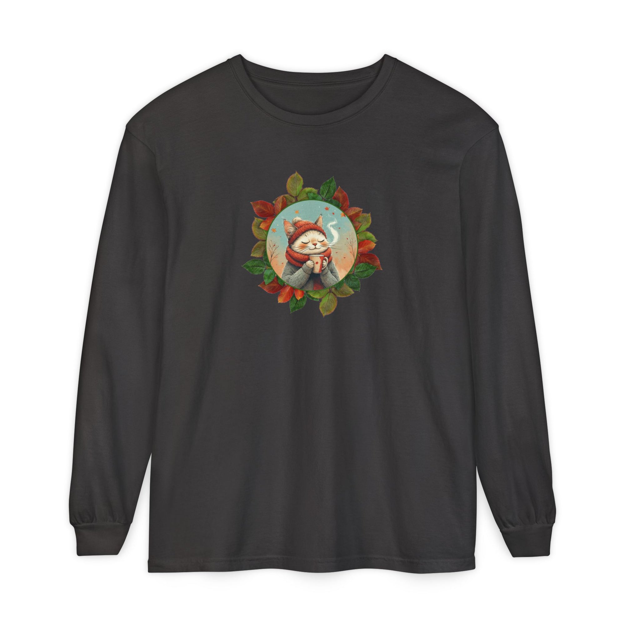 Country Autumn Kitty Long Sleeve T-Shirt | Fall Fashion