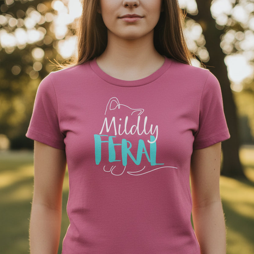 Mildly Feral Women’s Slim Fit Cat Graphic Tee