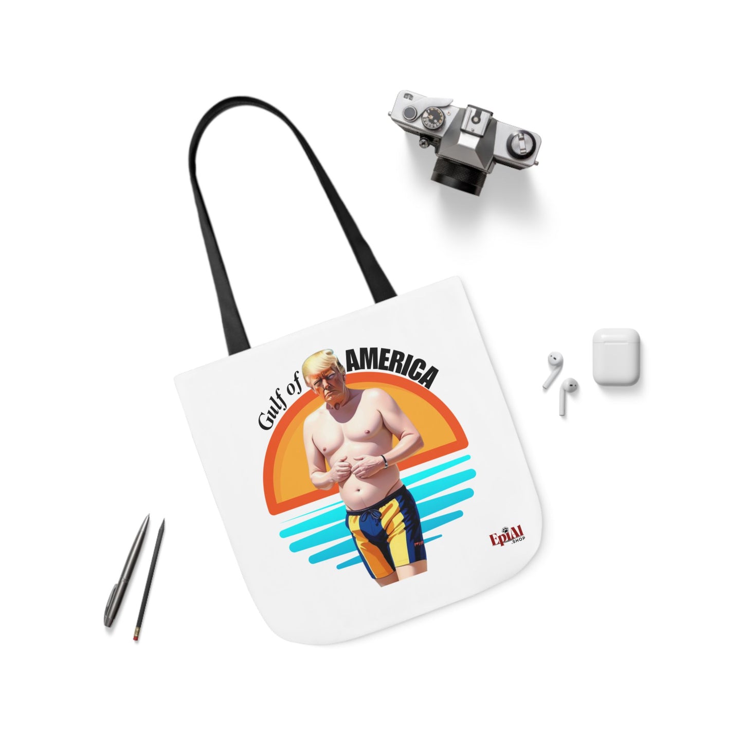 Gulf of America Canvas Tote Bag with 4-Color Straps - Fun Beach Accessory