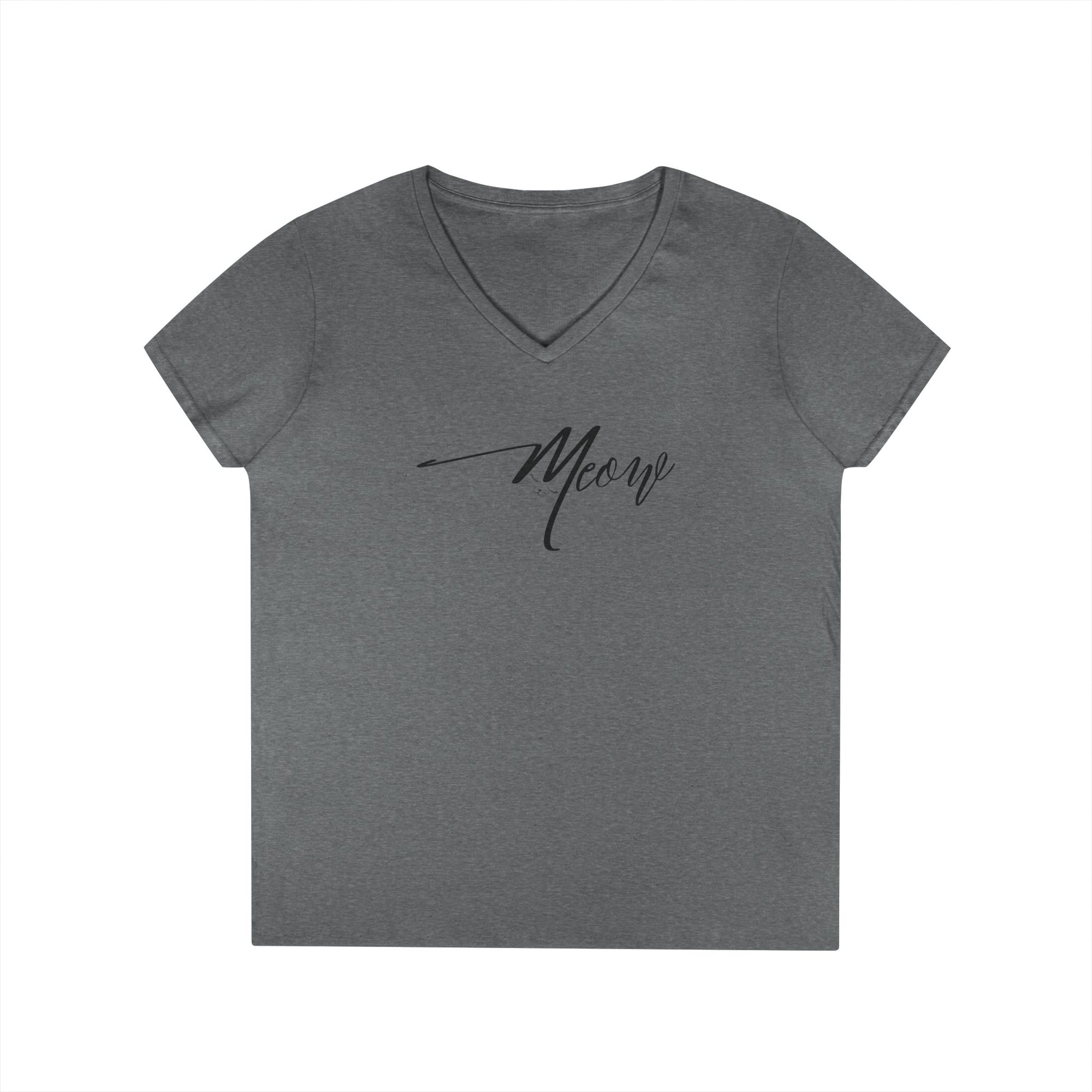 Stylish Meow Ladies' V-Neck T-Shirt, Cute Cat Lover Gift