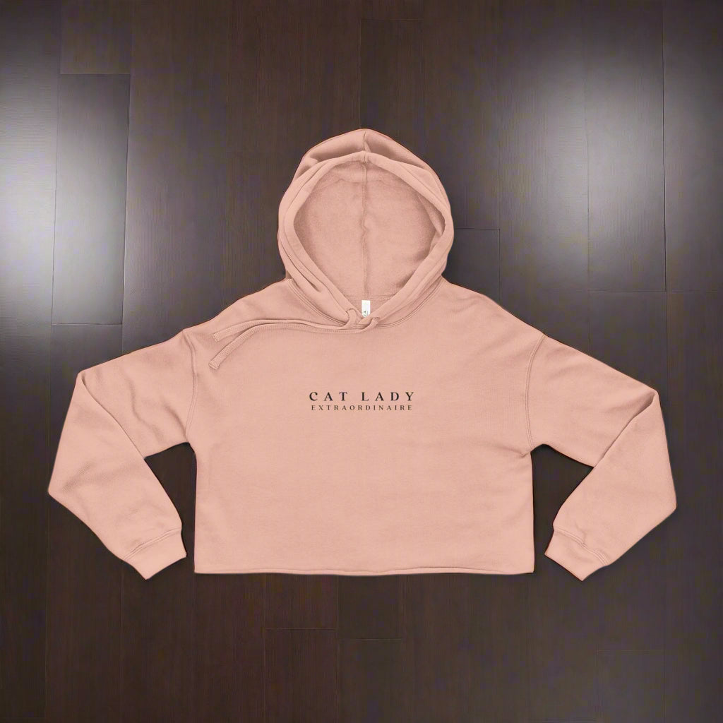 Cat Lady Cropped Hoodie, Cute Casual Wear