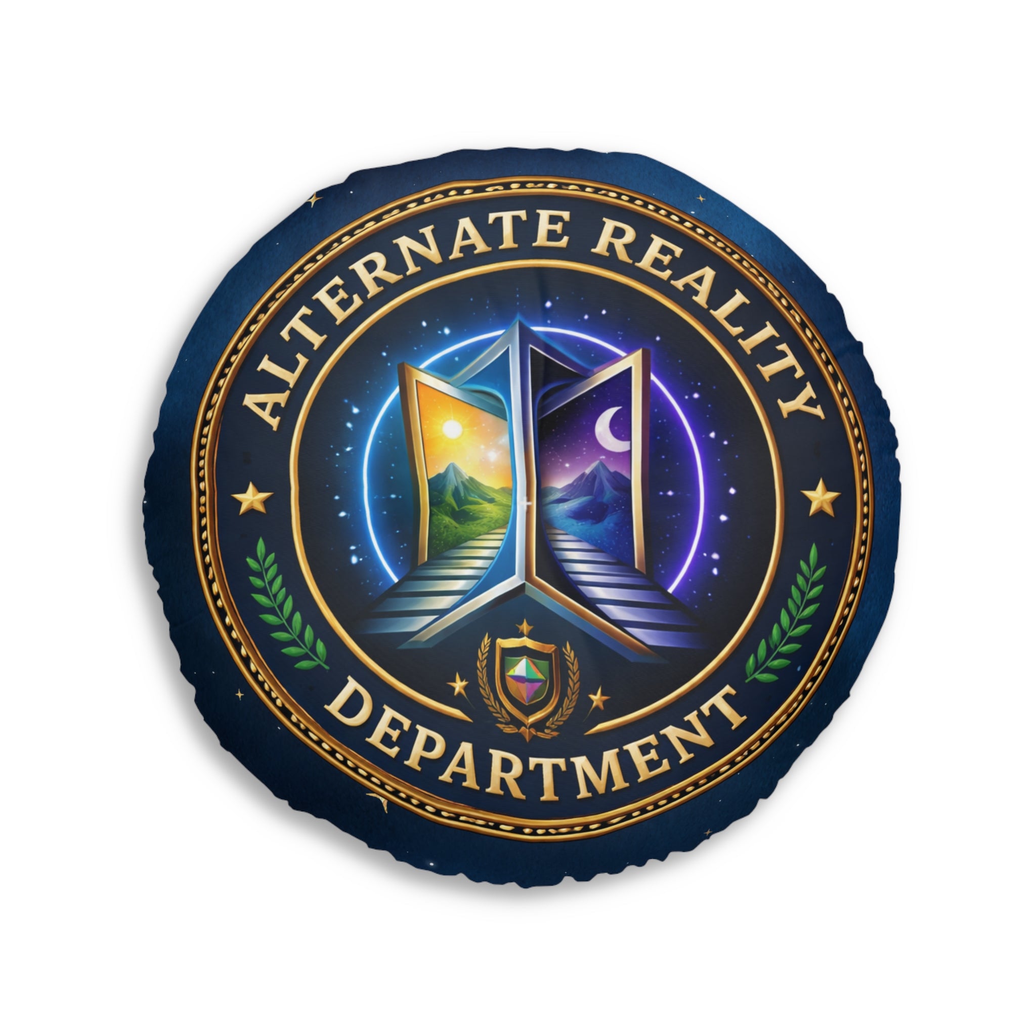 Alternate Reality Department Round Floor Pillow – Political Satire Statement Cushion (26” or 30”)