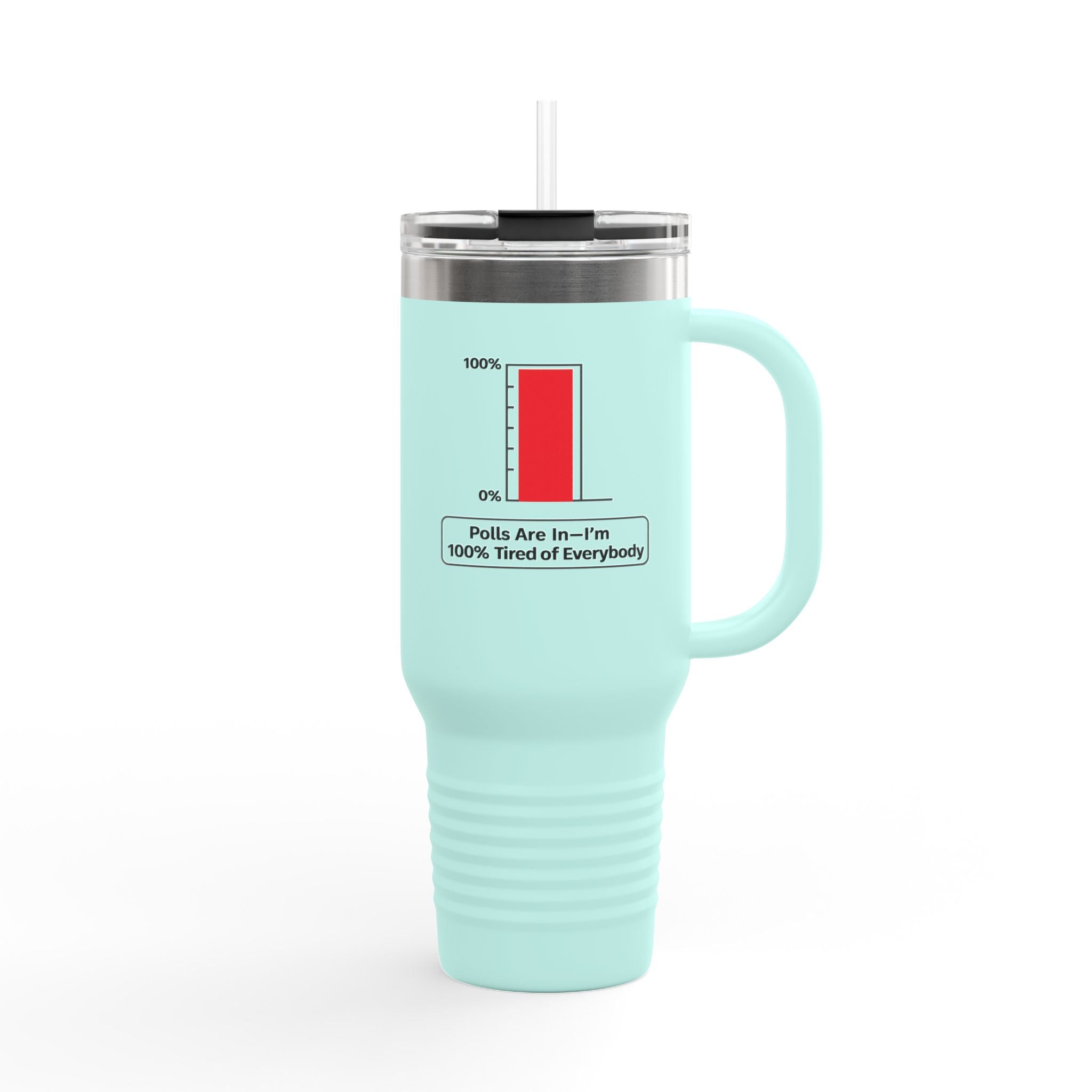 “Polls Are In—I'm 100% Tired of Everybody” 40oz Parody Travel Mug