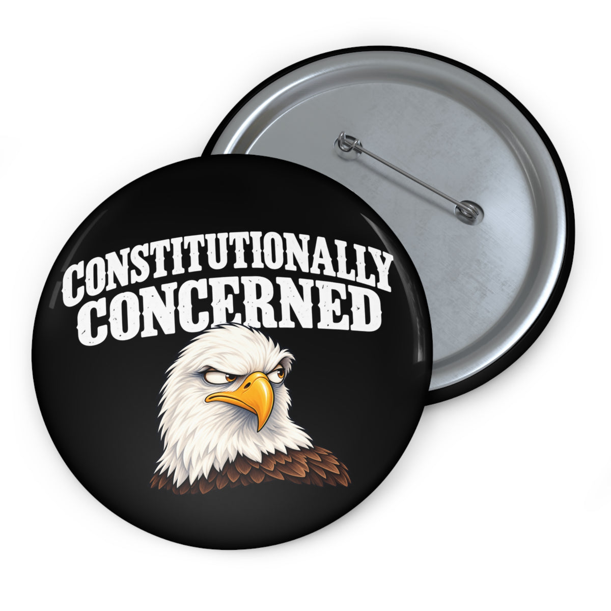 Constitutionally Concerned Bald Eagle Pin Button | Patriotic Political Statement Badge