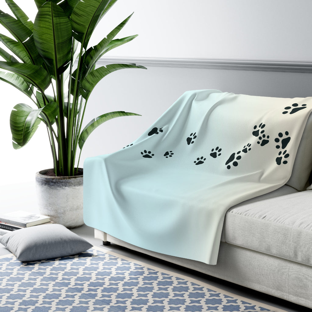 Cozy Paw Print Sherpa Fleece Blanket Printify