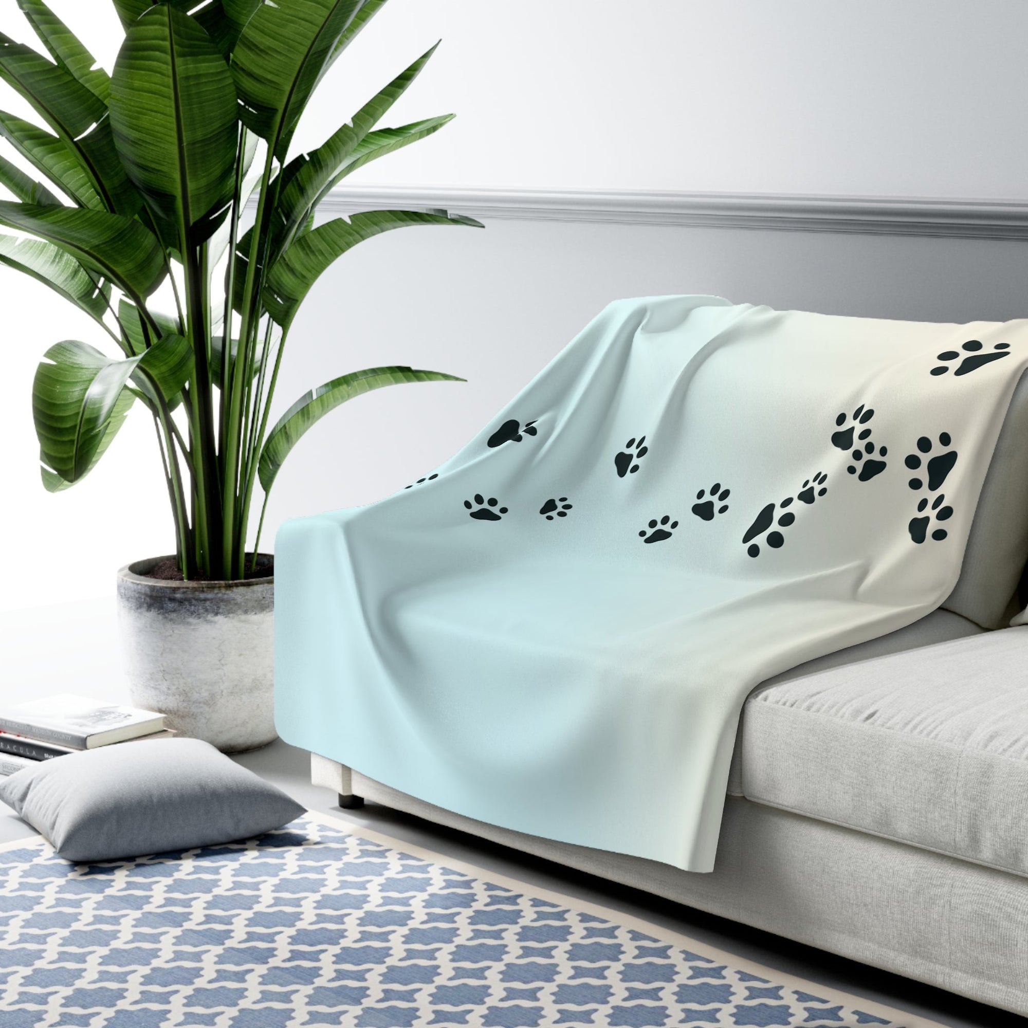 Cozy Paw Print Sherpa Fleece Blanket Printify