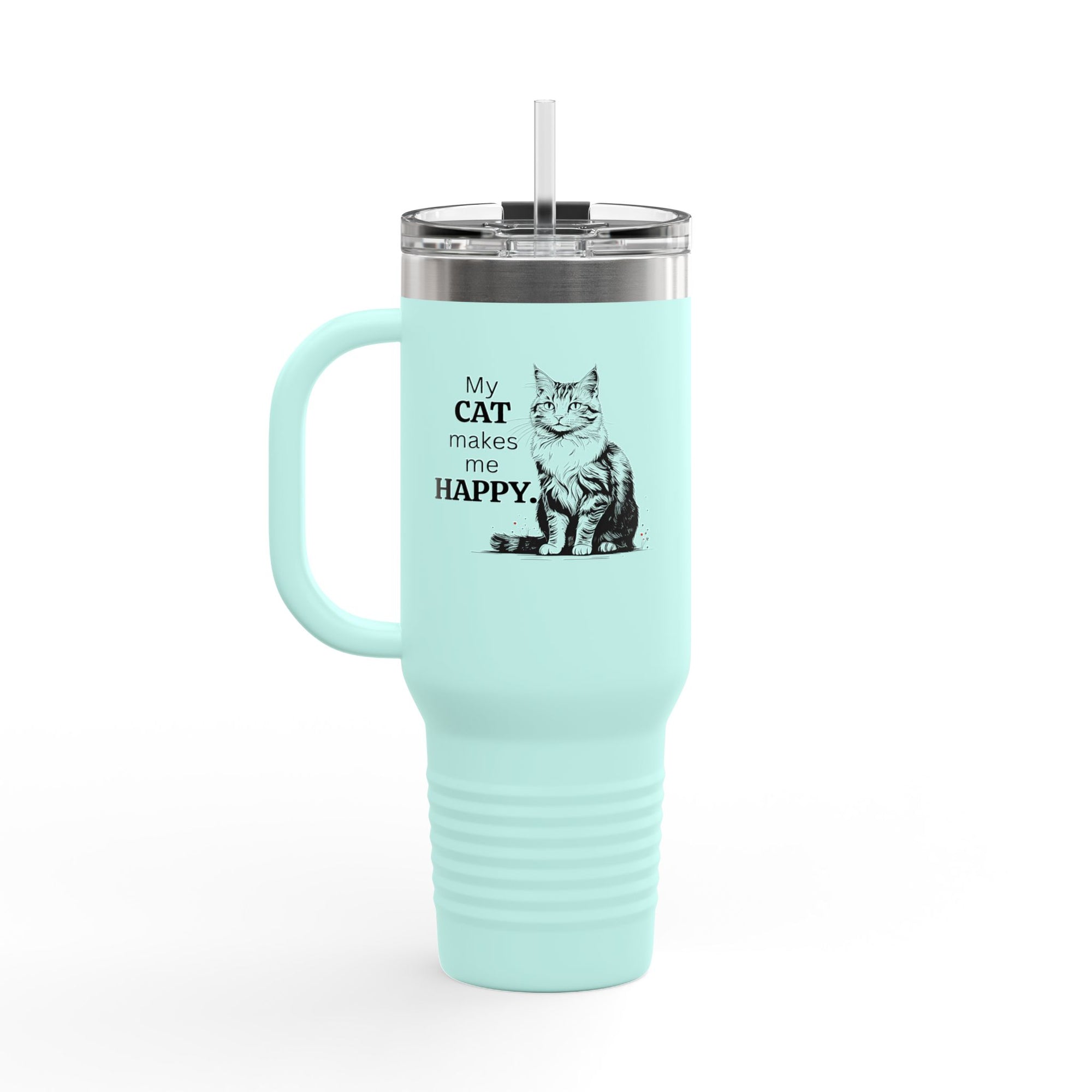 My Cat Makes Me Happy Insulated Travel Mug, 40oz