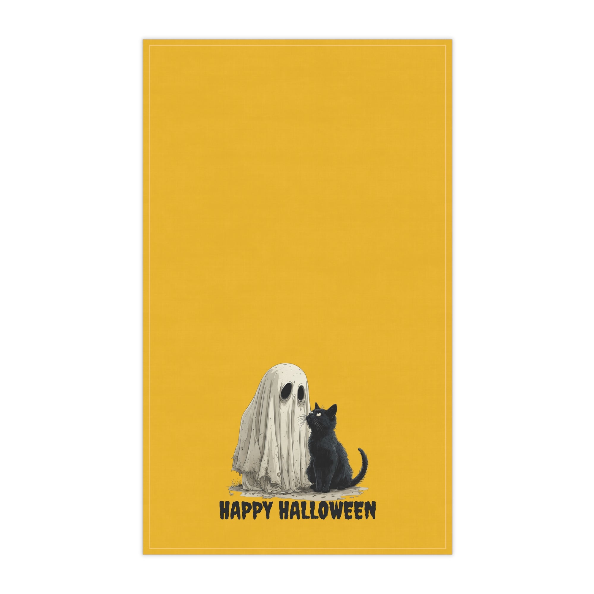 Halloween Tea Towels with Ghost and Cat Design
