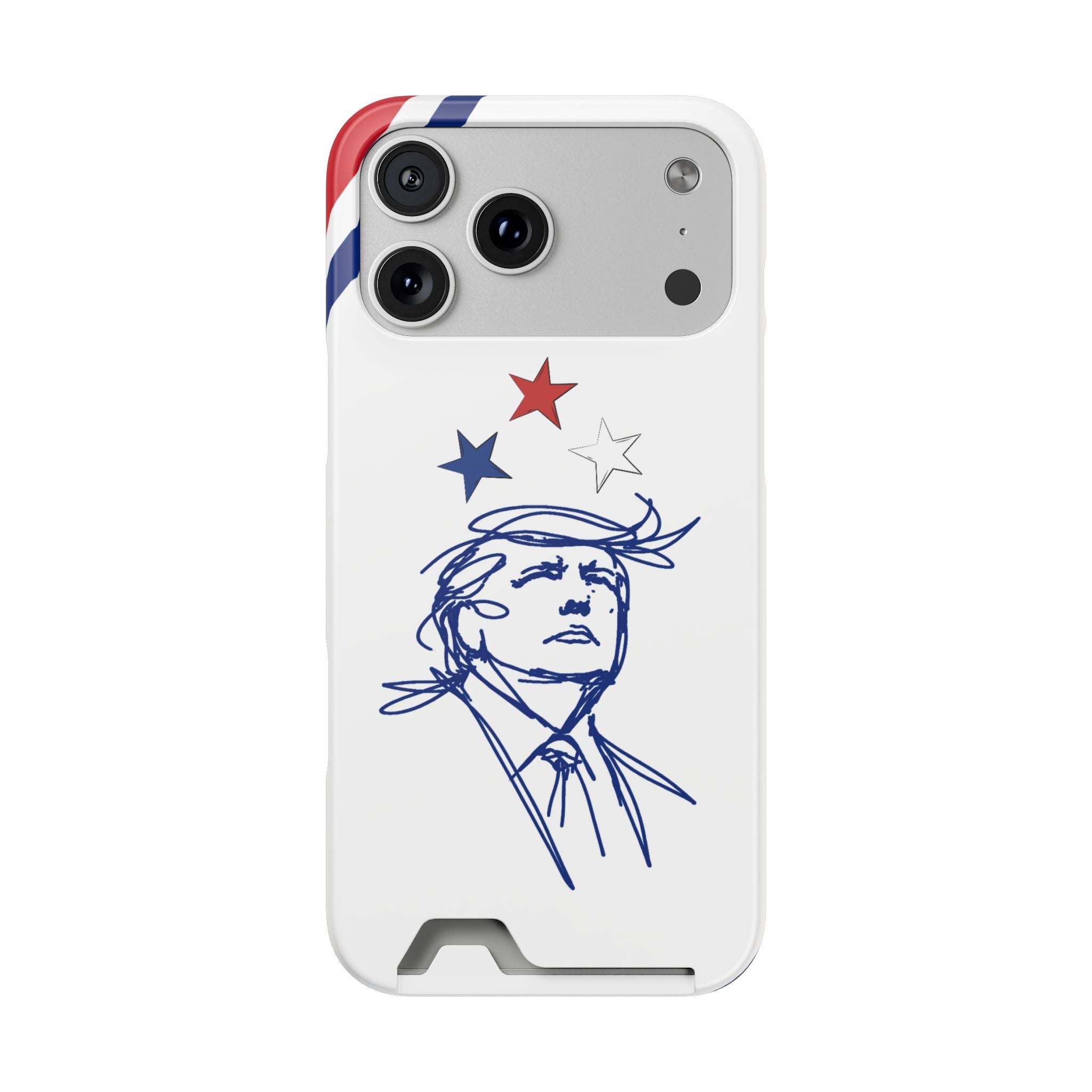 Swoop Guy iPhone Case – Minimal Line Portrait Patriotic Design, Slim Protective Case with Card Slot