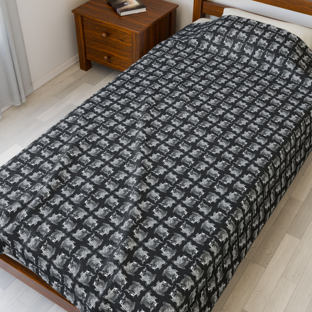 Ghostly Cats Velveteen Plush Blanket for Spooky Snuggling