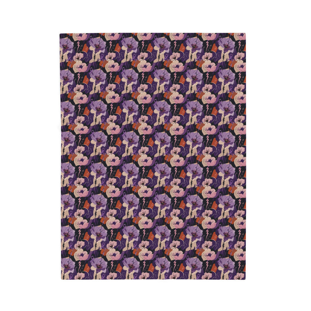 Epilepsy Awareness Floral Plush Blanket | Purple Ribbon Throw Blanket