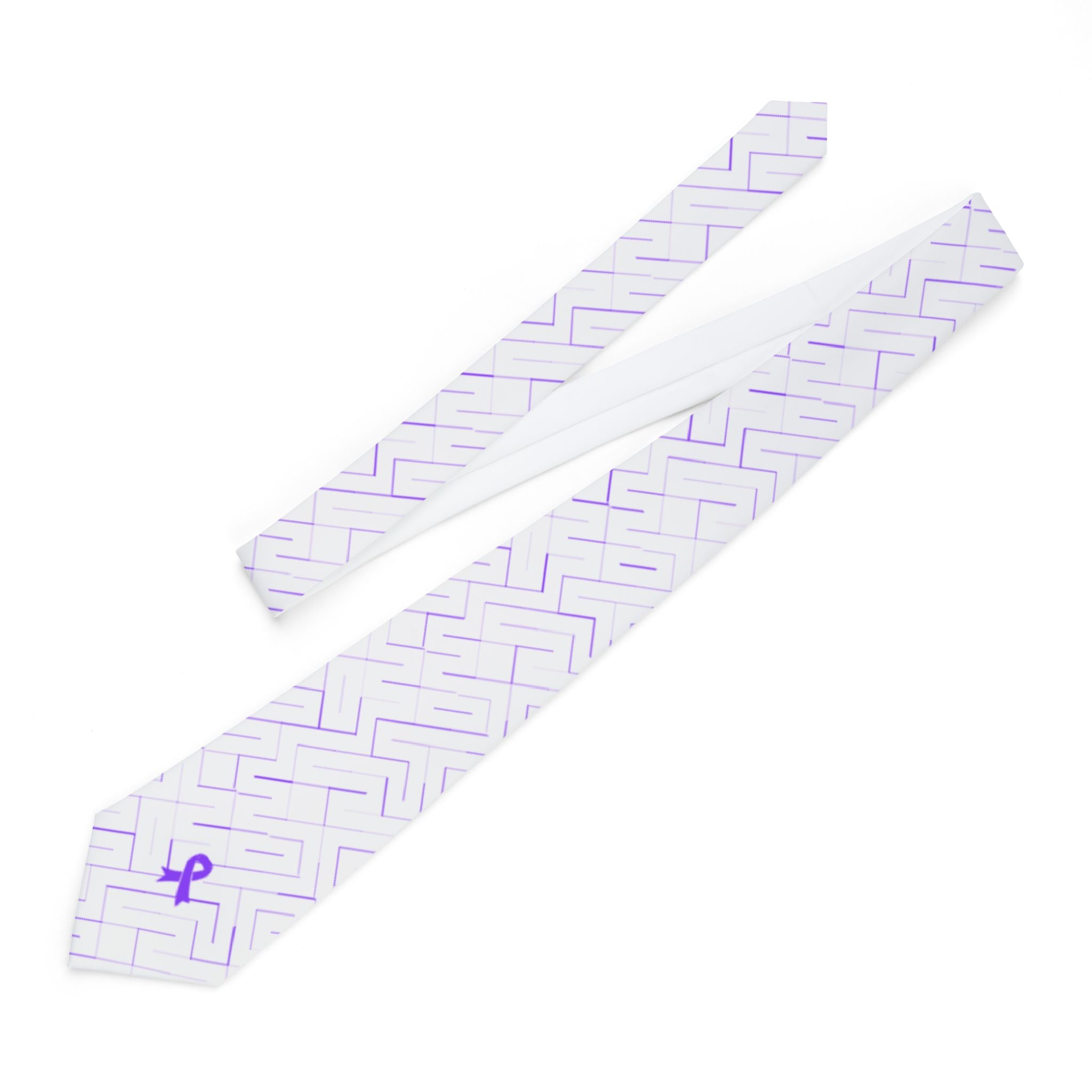 Living Aware Epilepsy Awareness Necktie | Purple Ribbon Geometric Dress Tie