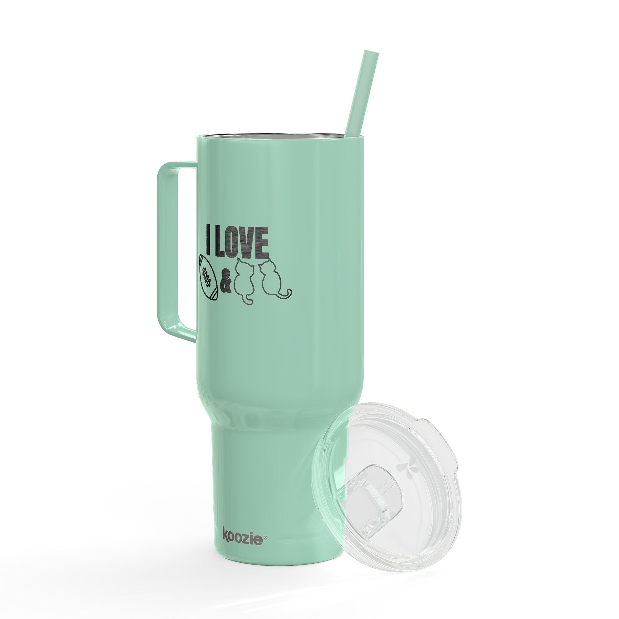 Love Football & Cats Engraved Insulated Travel Tumbler
