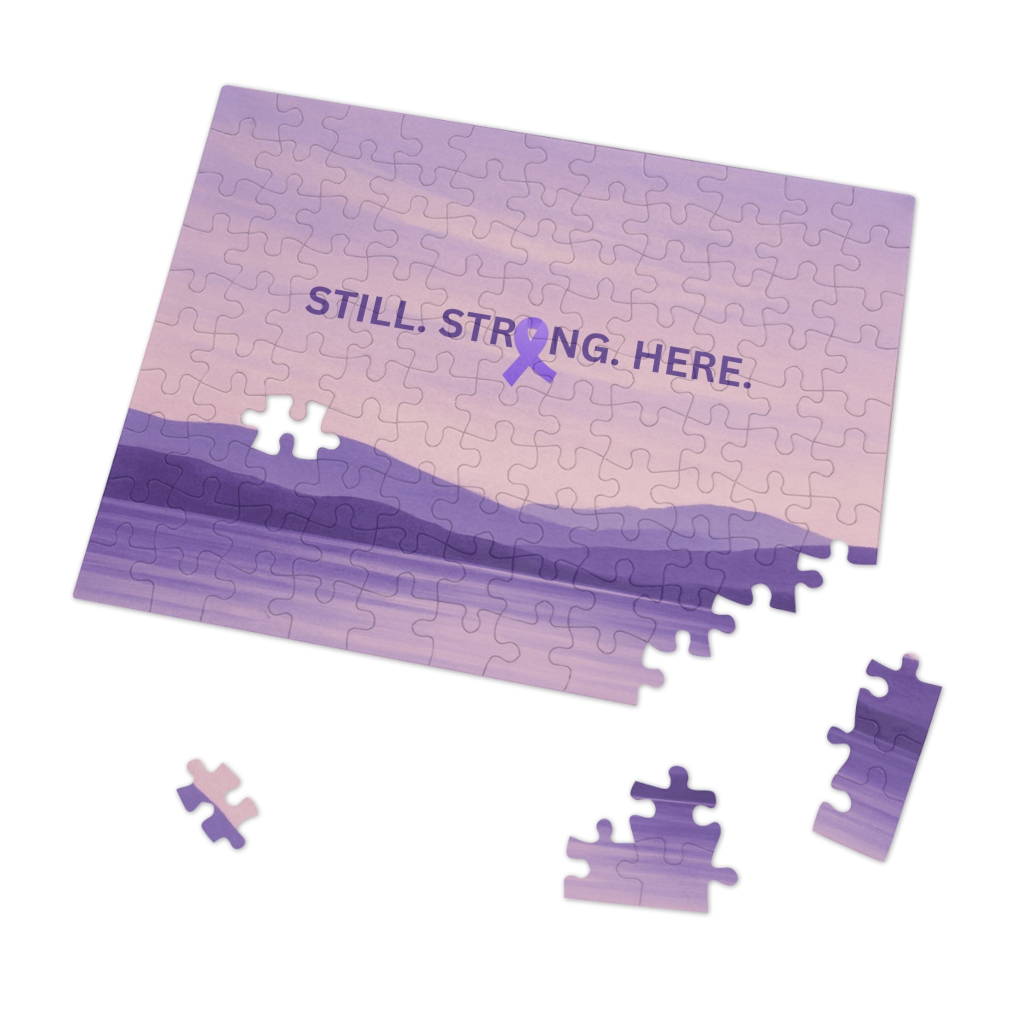 “Still. Strong. Here.” Epilepsy Awareness Jigsaw Puzzle — Lavender Horizon Design