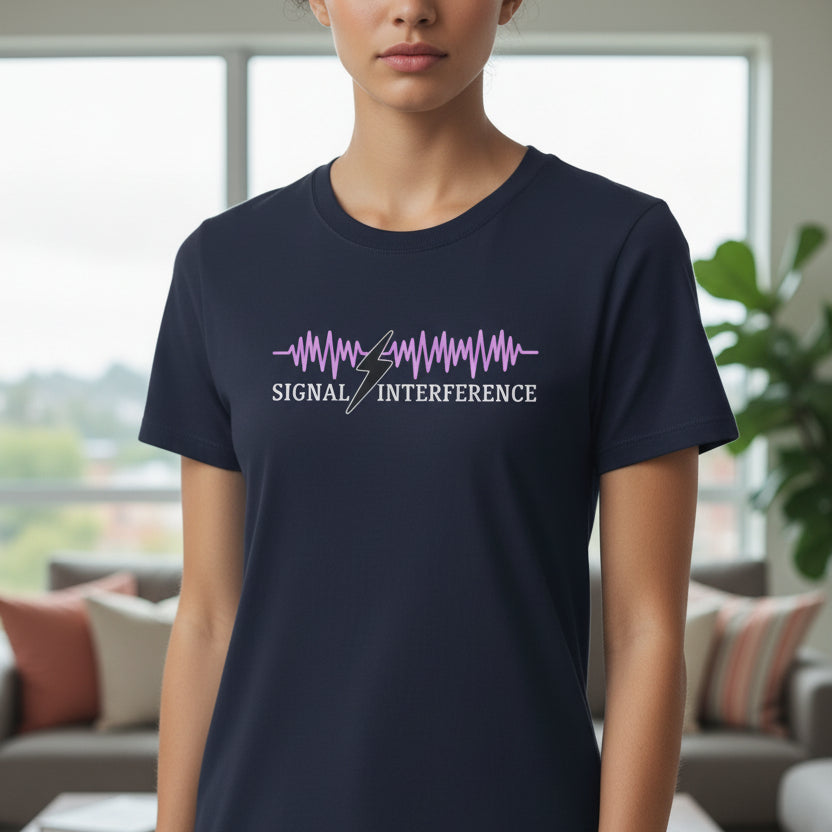 Signal Interference Women’s Tee – Minimalist Waveform Graphic T-Shirt