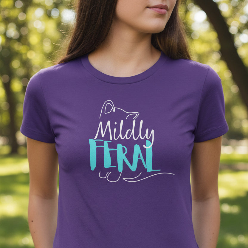 Mildly Feral Women’s Slim Fit Cat Graphic Tee