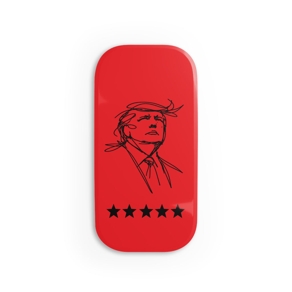 Swoop Guy Phone Grip – Minimal Line Portrait Pop Grip with Kickstand (Red Star Design)