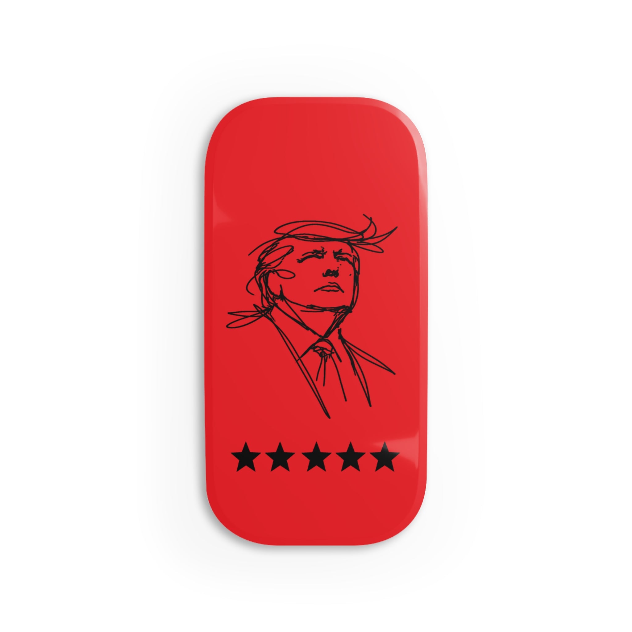 Swoop Guy Phone Grip – Minimal Line Portrait Pop Grip with Kickstand (Red Star Design)