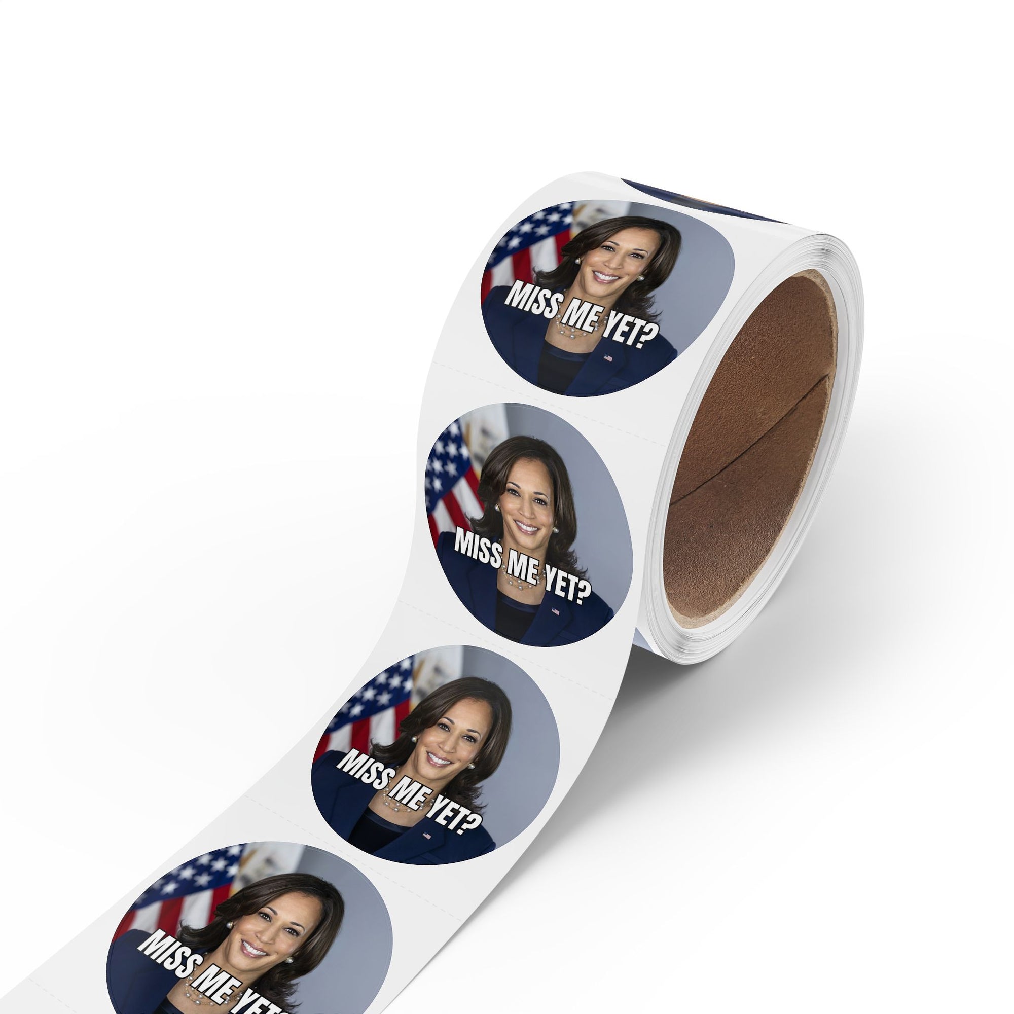 Political Round Sticker Rolls - Kamala 'Miss Me Yet?'
