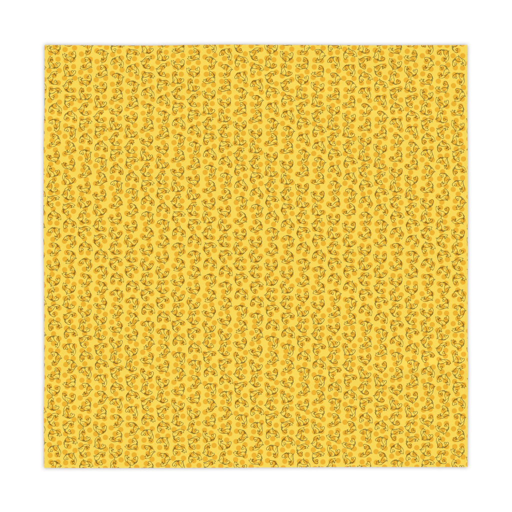 Golden Purr Cat Tablecloth – Minimalist Line Art Polka Dot Design (55" × 55")