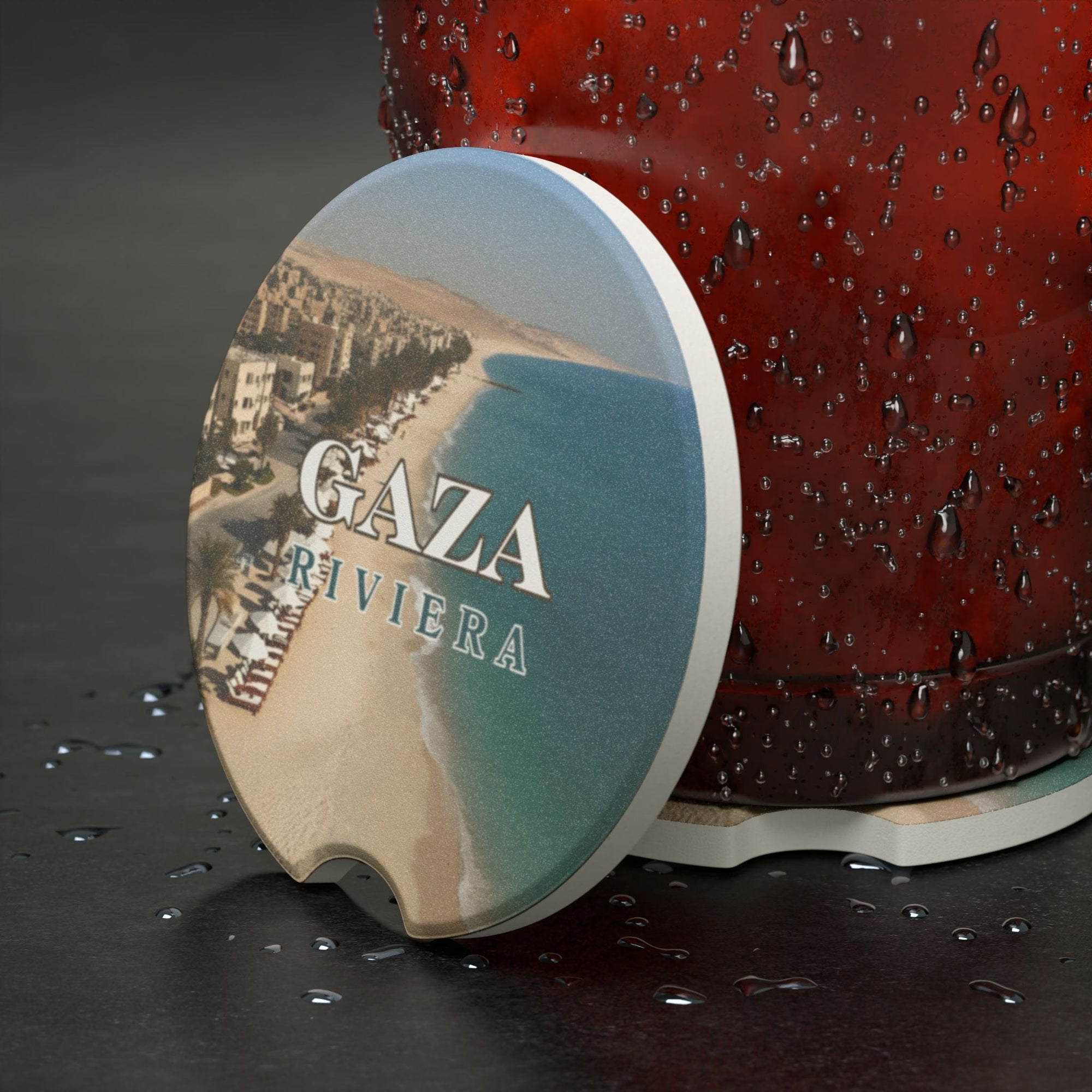 Gaza Riviera Soapstone Car Coaster Printify