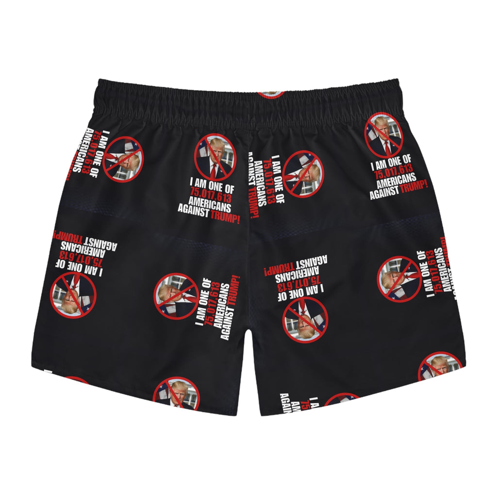 Political Swim Trunks - "Americans Against Trump" Statement Shorts Printify