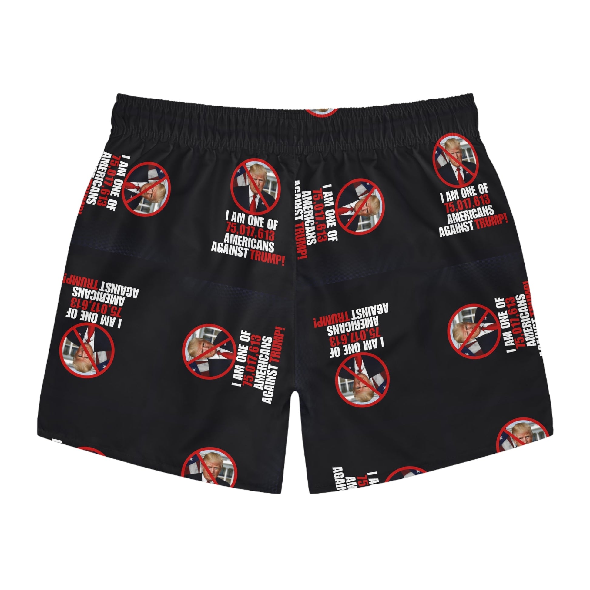 Political Swim Trunks - "Americans Against Trump" Statement Shorts Printify