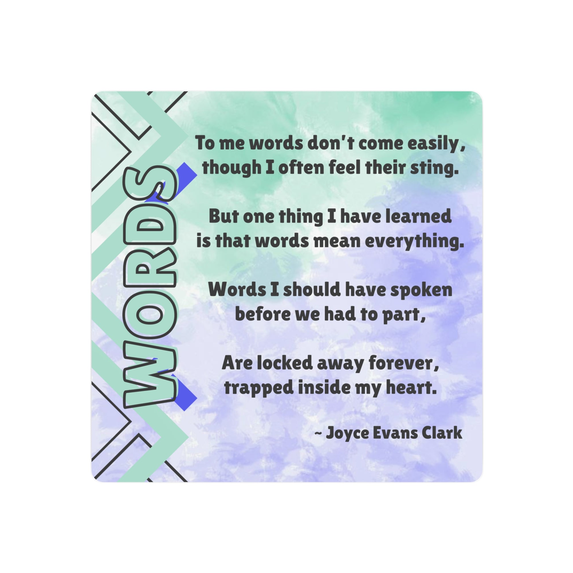 Words Poetry Metal Wall Art Sign, by JEC