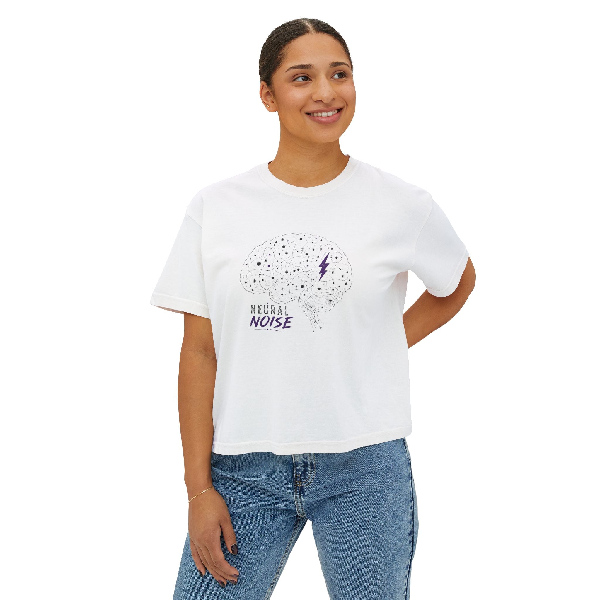 Neural Noise Boxy Crop T-Shirt | Abstract Brain Epilepsy Awareness Graphic Tee