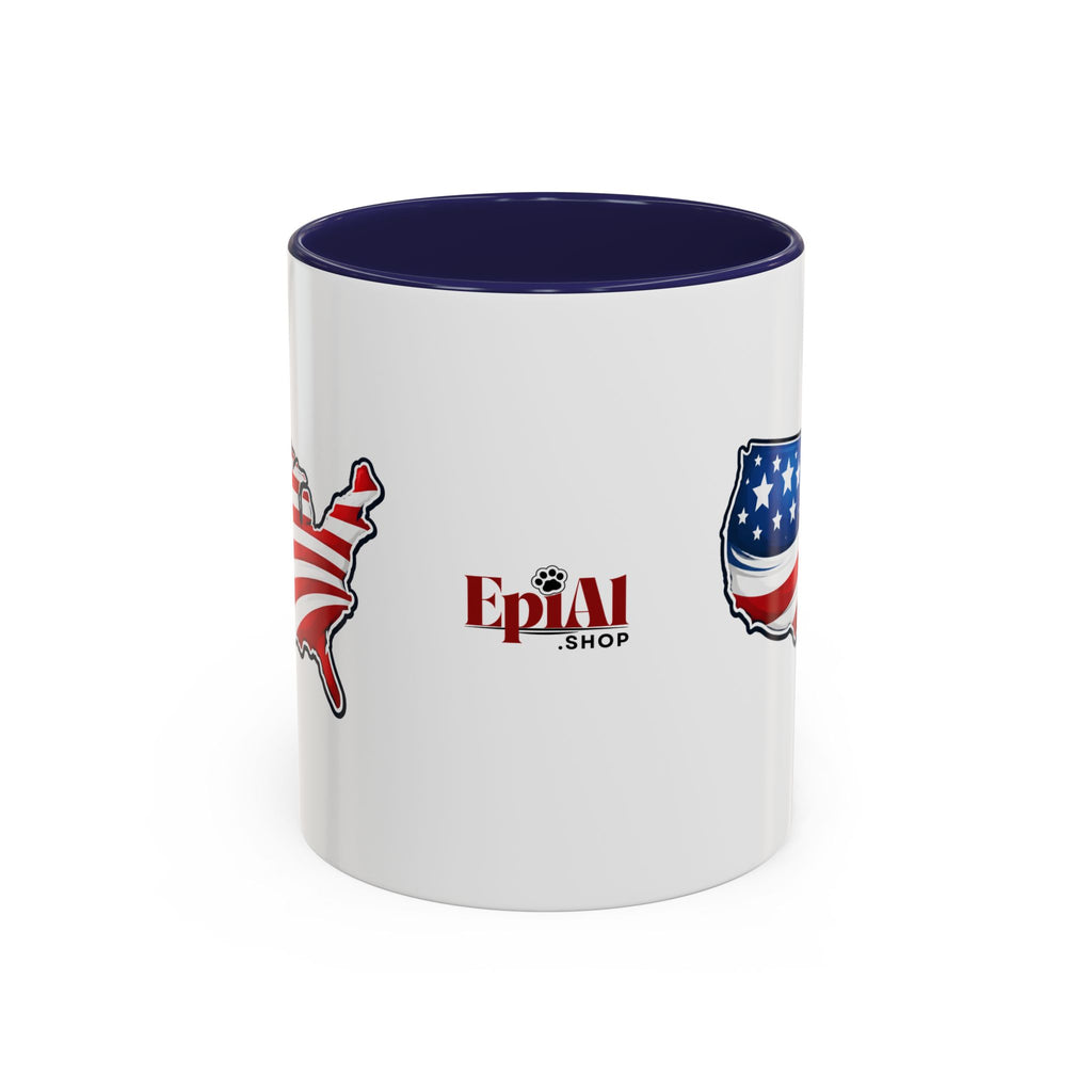 USA Map Patriotic Coffee Mug | Red Handle & Interior
