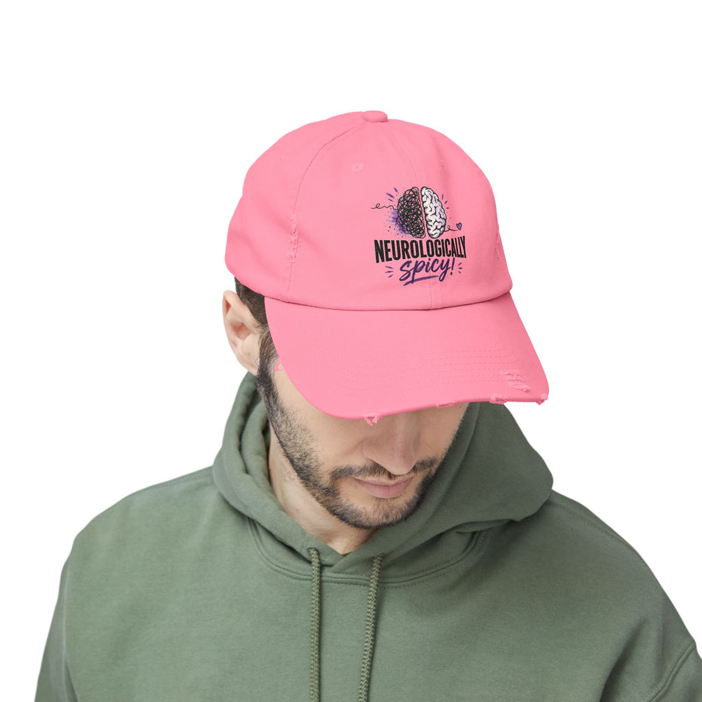 Neurologically Spicy Distressed Cap | Epilepsy Awareness Brain Hat