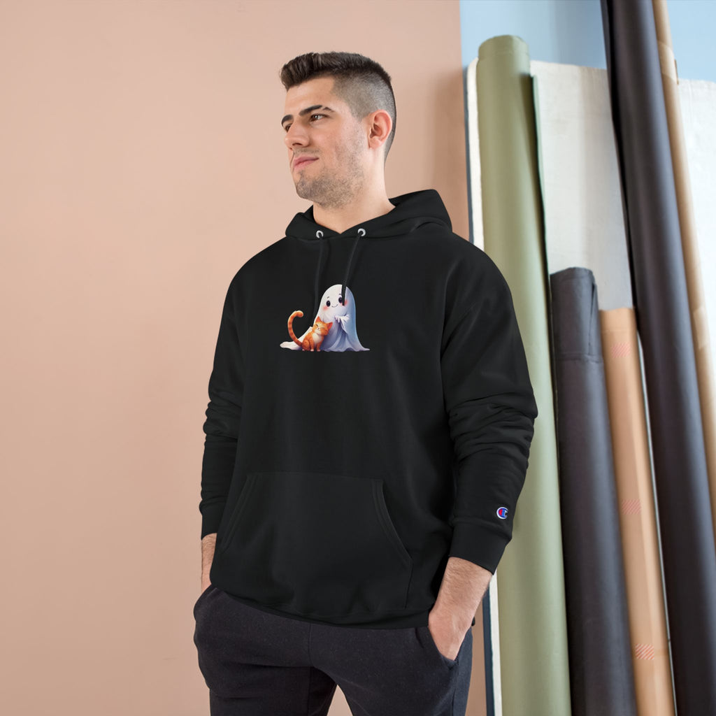 Cute Ghost & Kitty Champion Hoodie - Cozy Sweatshirt