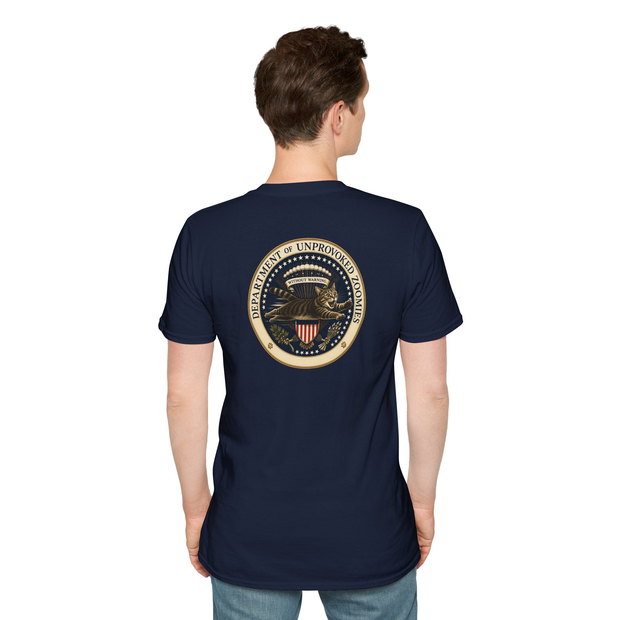 Department of Unprovoked Zoomies Cat T-Shirt | Faux Government Seal Tee