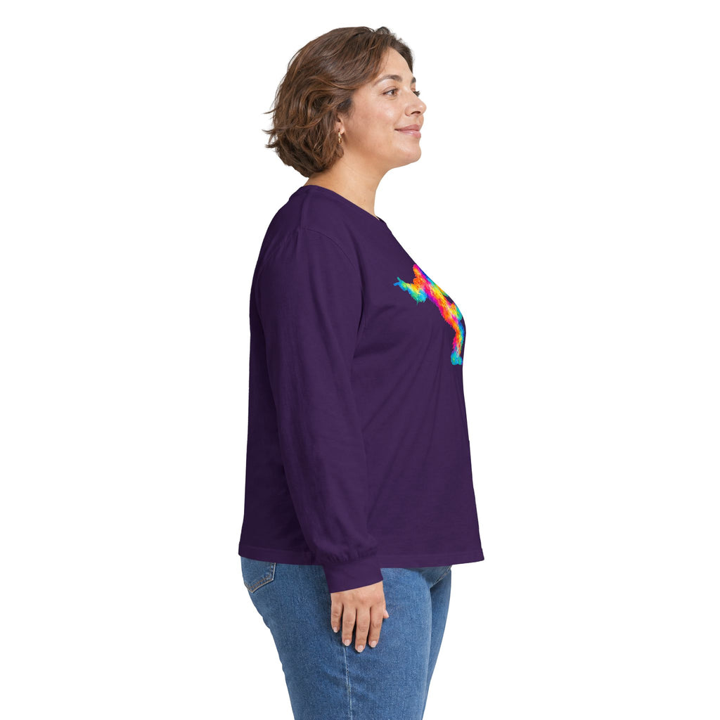 Rainbow Dancing Bigfoot Long Sleeve T-Shirt | Colorful Psychedelic Sasquatch Tee