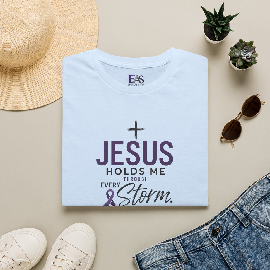 Jesus Holds Me Through Every Storm Epilepsy Awareness T-Shirt