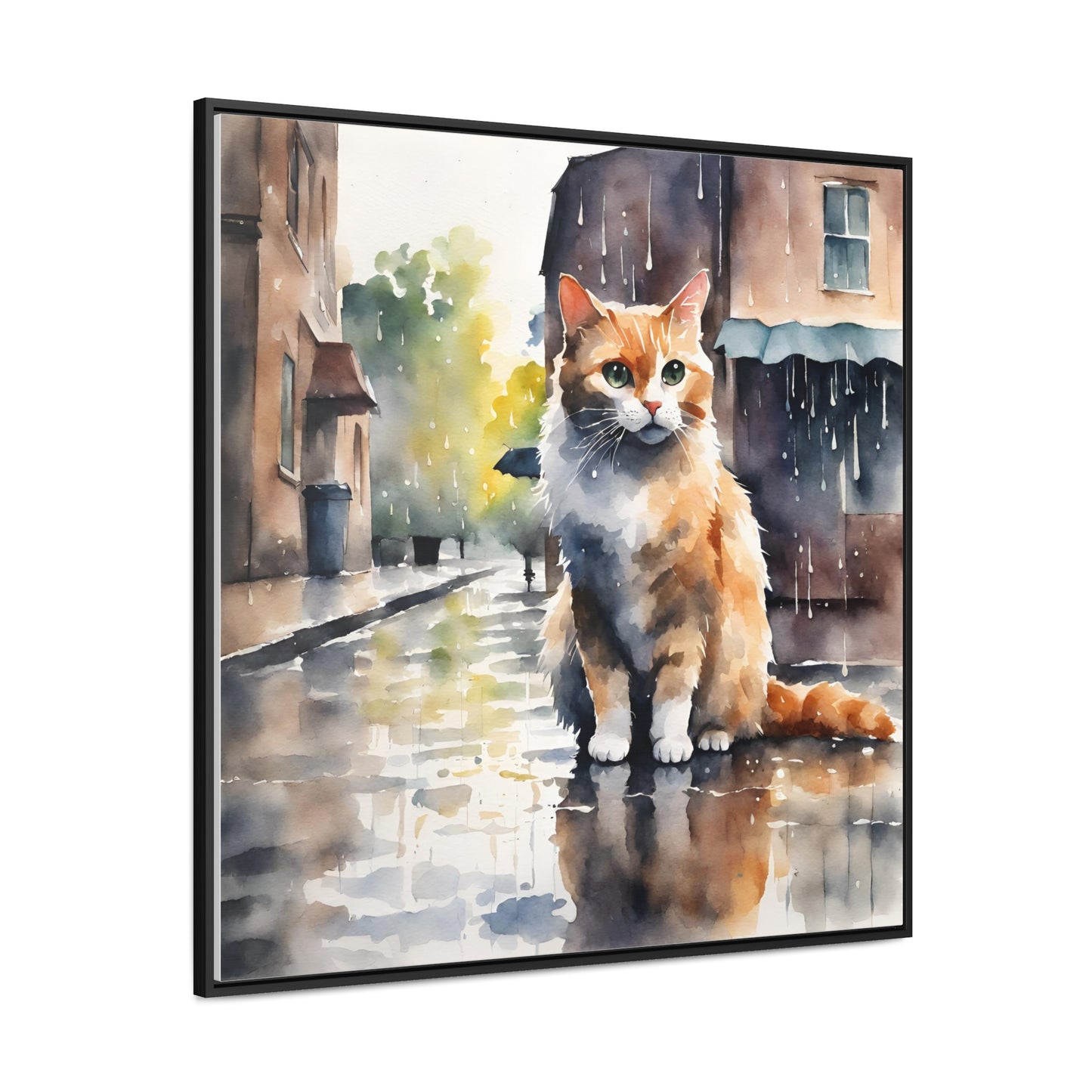 Watercolor Cat Gallery Canvas Wraps, Square Frame - Canvas - Epileptic Al’s Shop