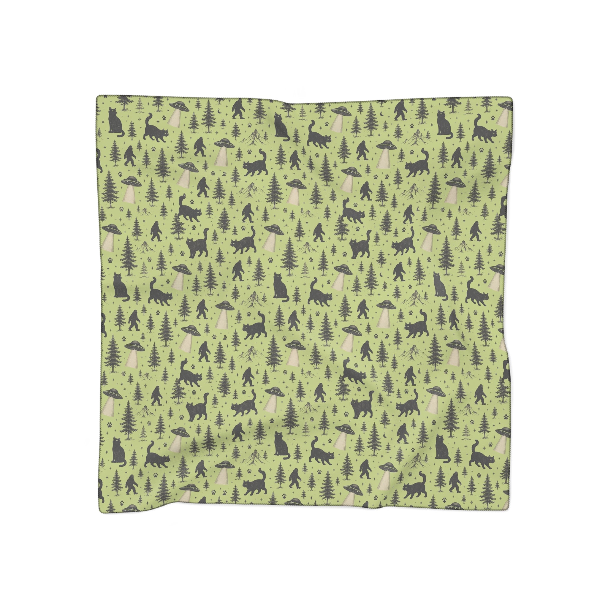 The Cat Saw It, Too Scarf | Bigfoot, UFO & Cat Cryptid Scarf