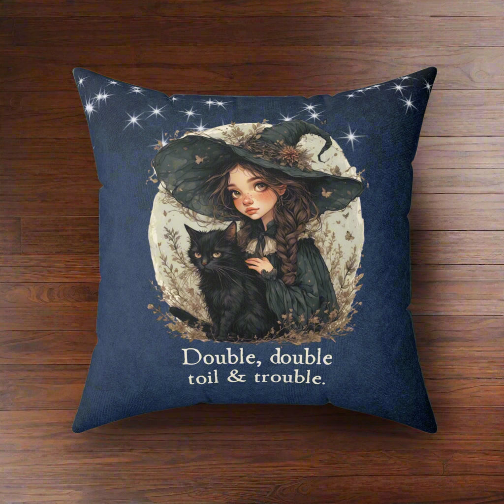 Double Double Toil & Trouble Decorative Pillow, Home Decor