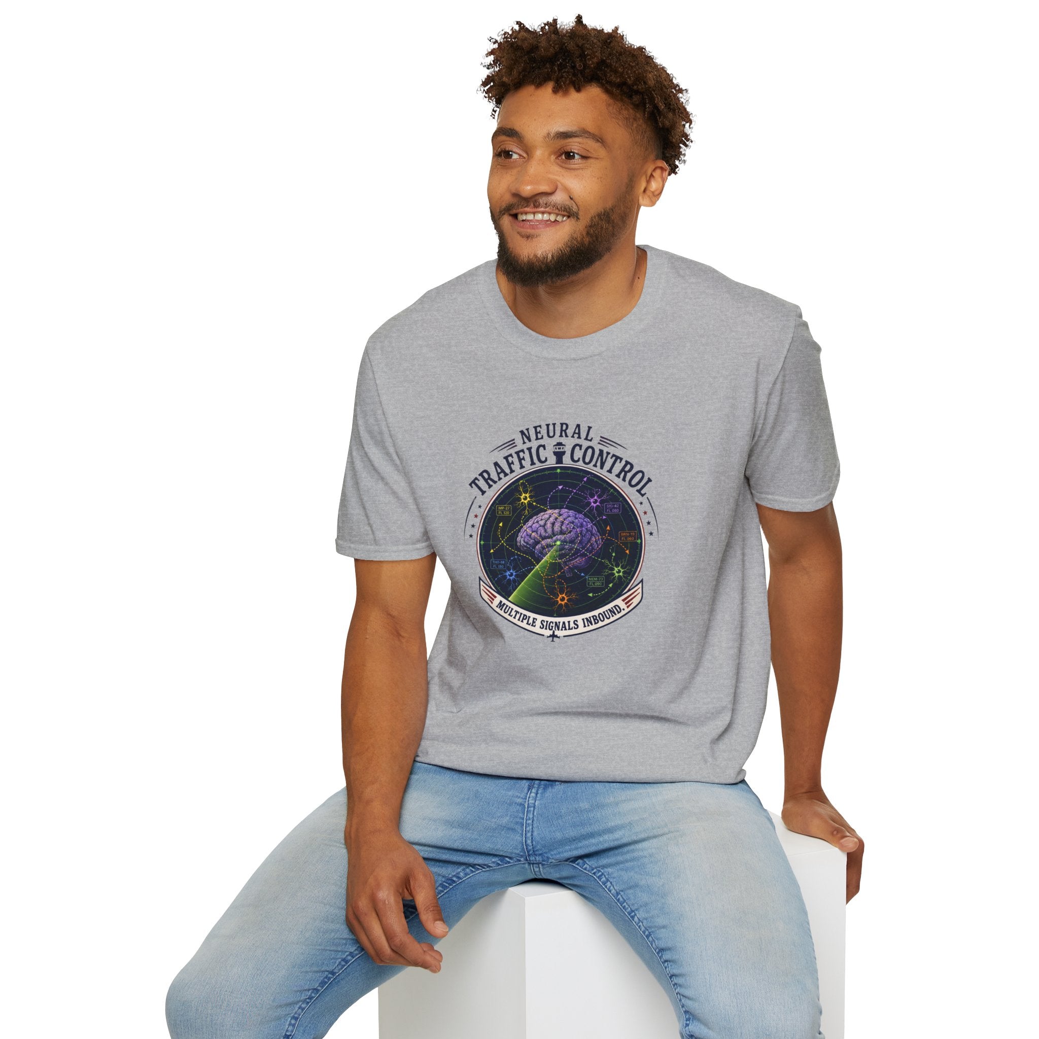 Neural Traffic Control T-Shirt | Brain Radar Graphic Tee