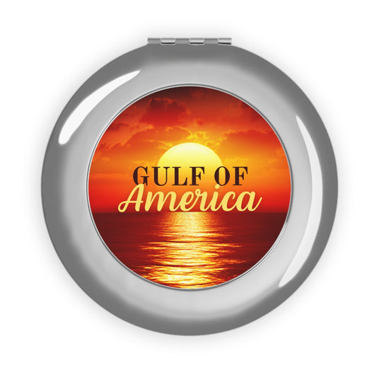 Gulf of America Compact Travel Mirror - Sunset Design for On-the-Go Glam Printify