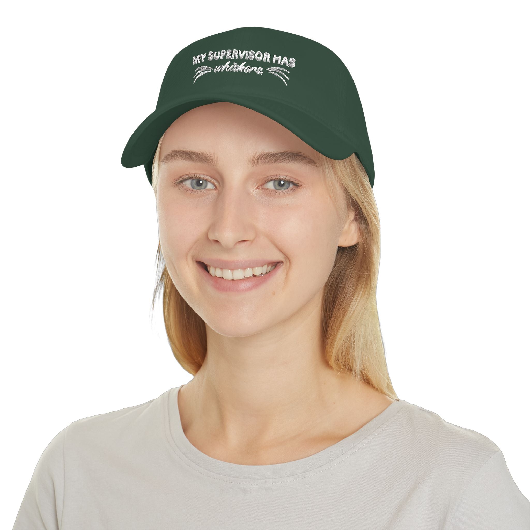 My Supervisor Has Whiskers Embroidered Cat Lover Baseball Cap