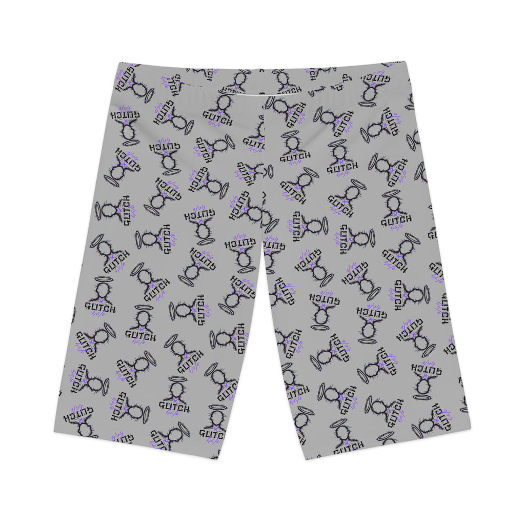 Glitch Pattern Women's Bike Shorts — All-Over Print Tech Cycling Shorts