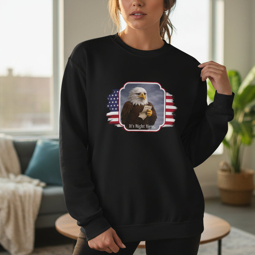 “It’s Right Here” Political Parody Crewneck Sweatshirt