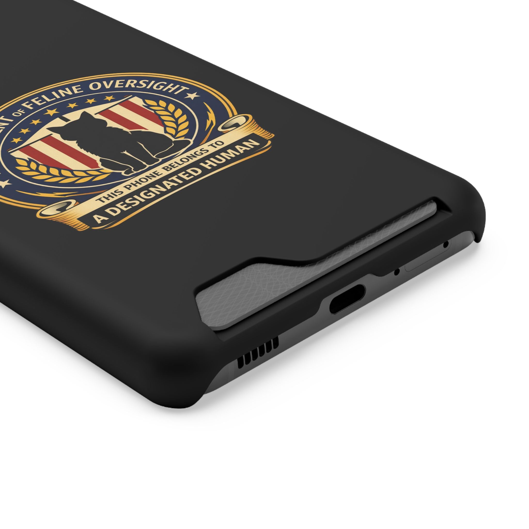 Department of Feline Oversight iPhone Case – “Designated Human” Official Seal, MagSafe Slim Case with Card Slot