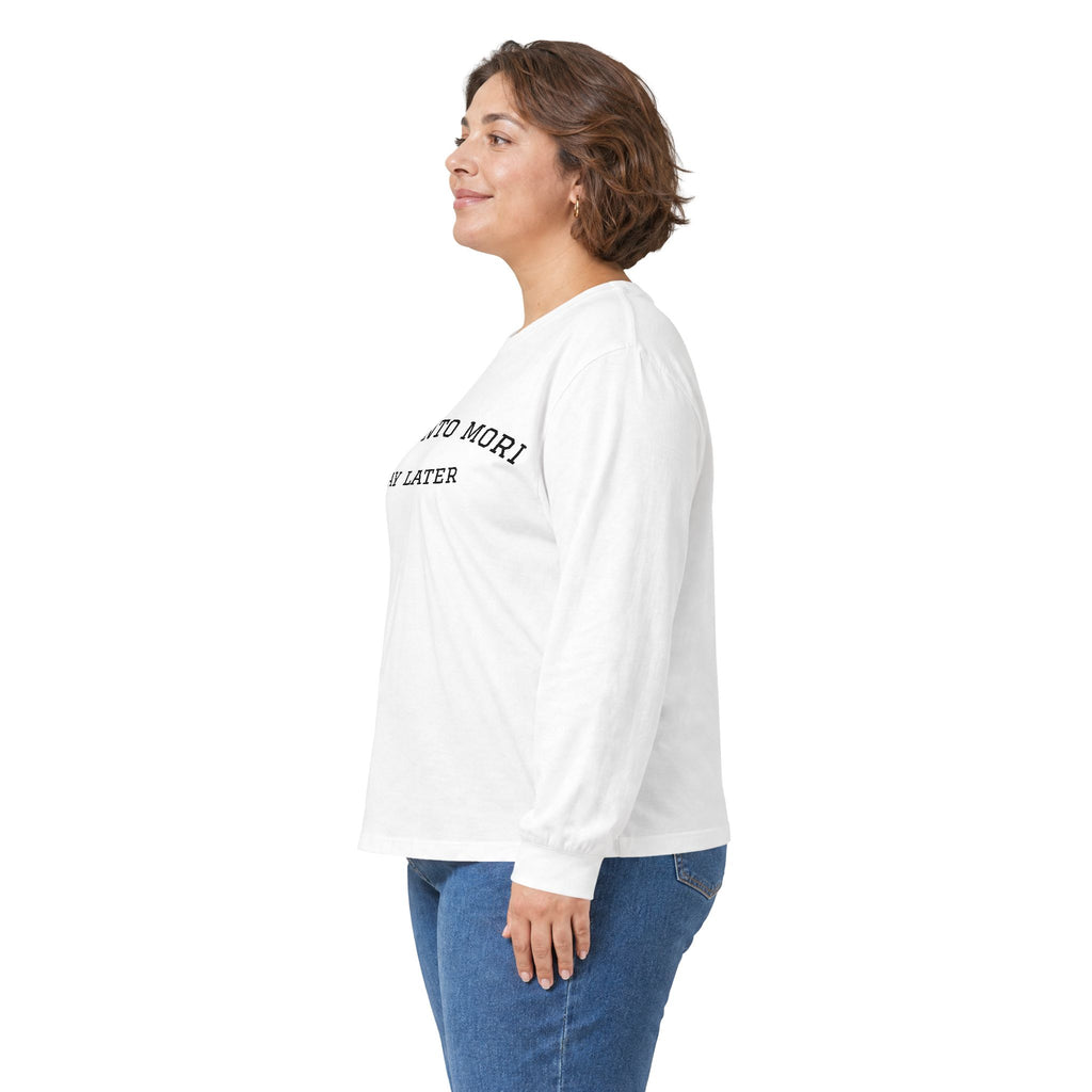 Memento Mori. Pay Later. Long Sleeve T-Shirt | Dark Humor & Existential Dread